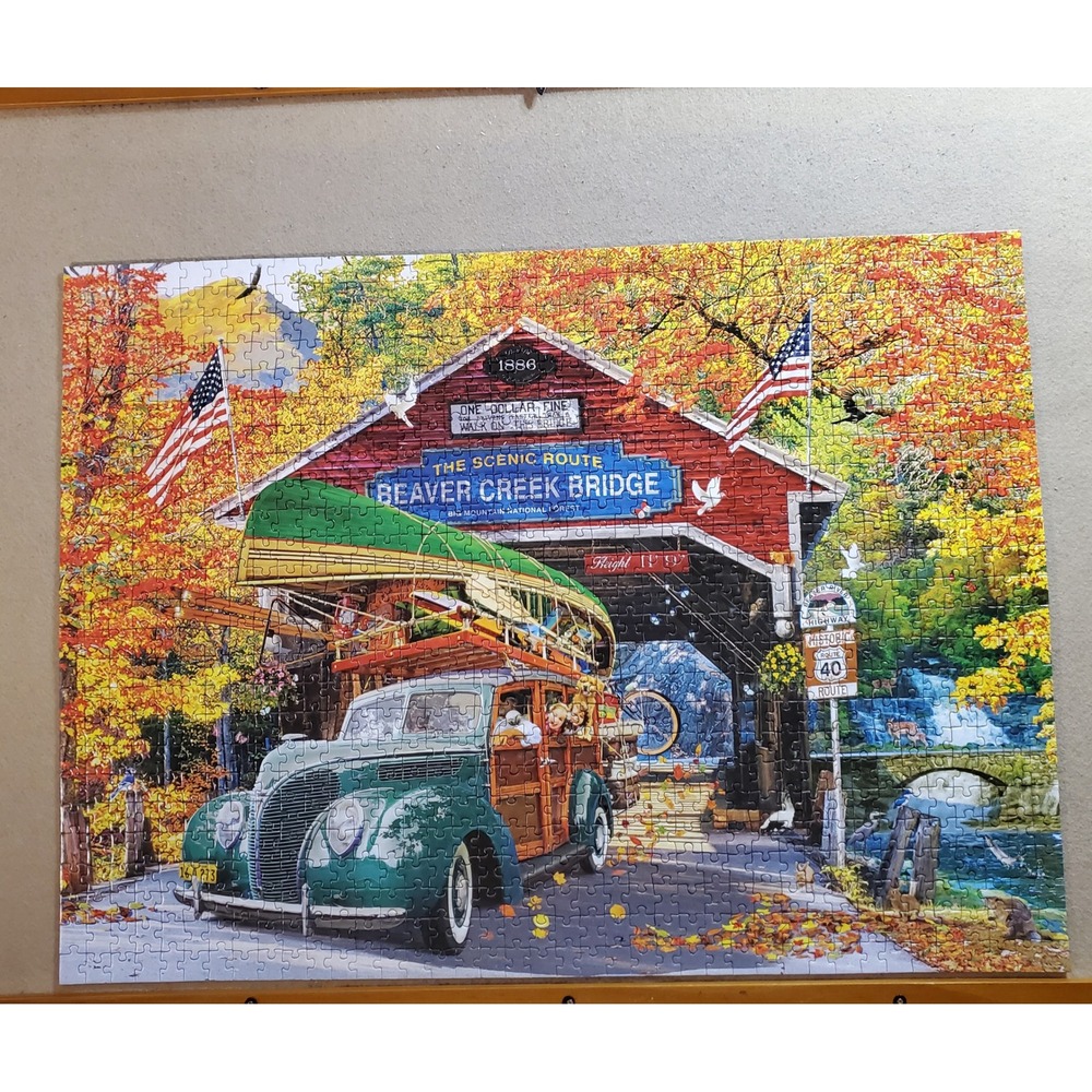 Kodak Premium 1000 Piece Cork Board Puzzle Beaver Creek Bridge RoseArt 8720 - Picture 2 of 9